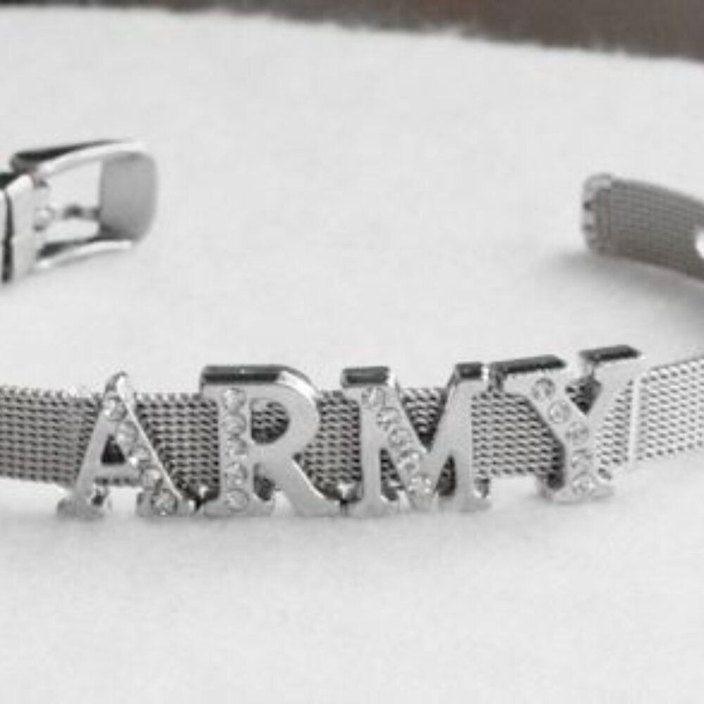 ARMY MOM Stainless Steel Mesh Bracelet 6" - 8" NWOT
